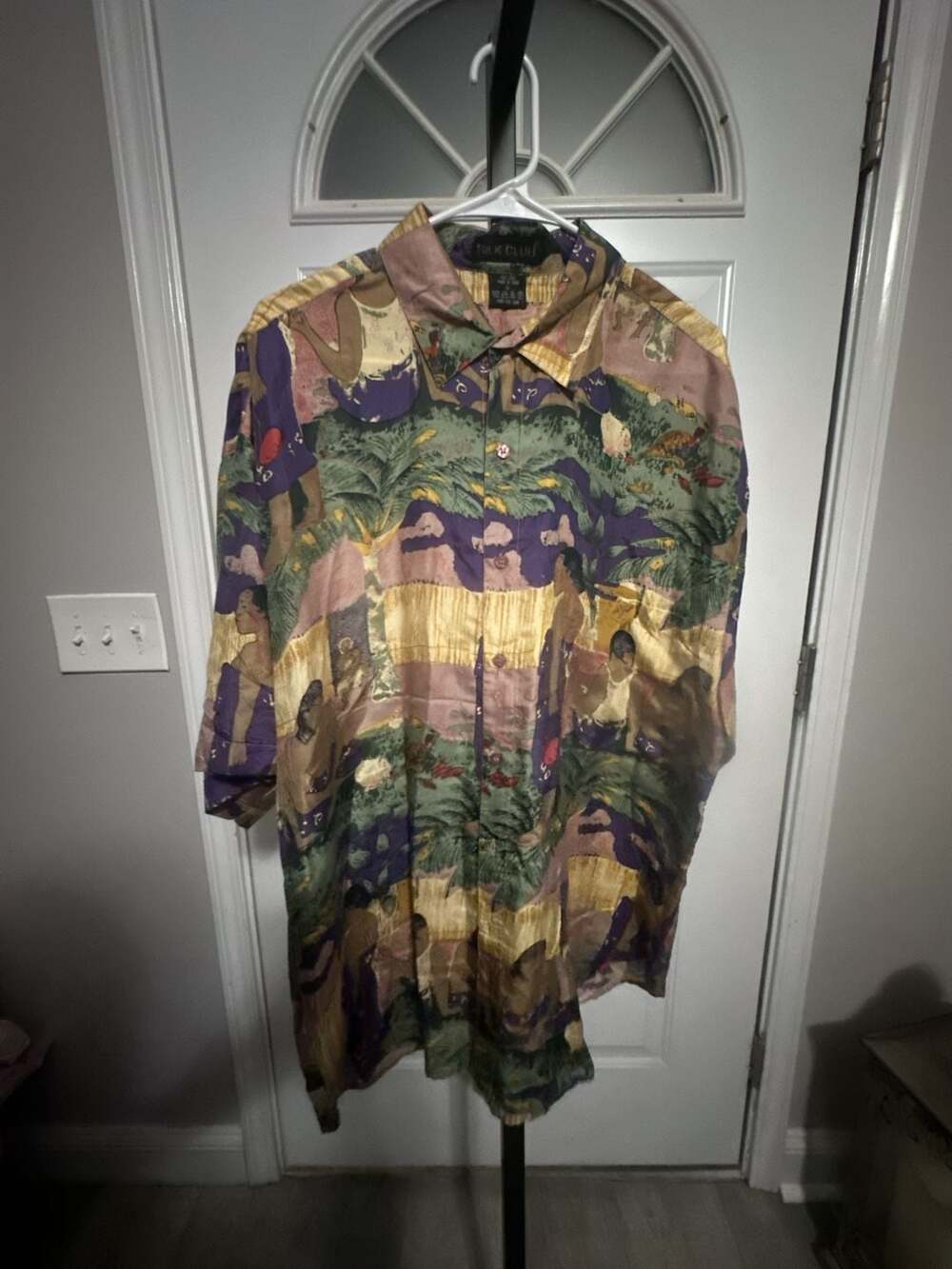 Vintage Silk Club 100% Silk Paul Gauguin Tropical Print Button Up Shirt#617